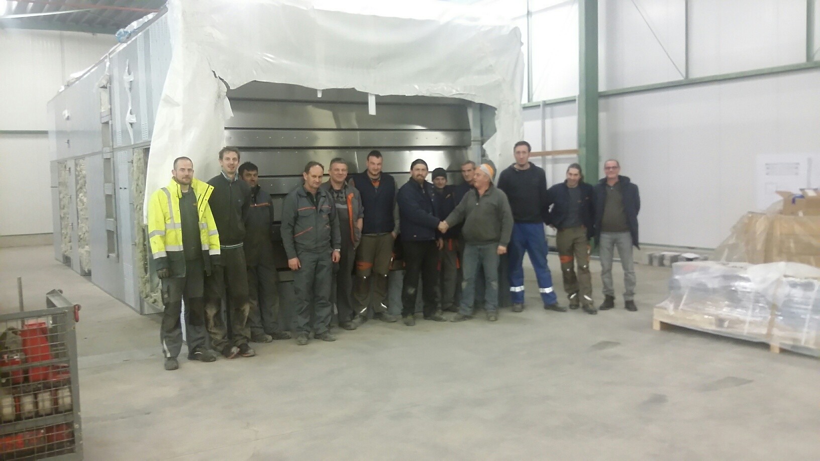 Gostol team with business partners succeed to intake the thermo oil oven into bakery in Belgium 